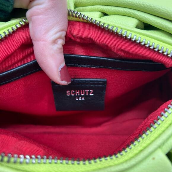 SCHUTZ Lime Green Knotted Bow Leather Bag Purse - Picture 10 of 11